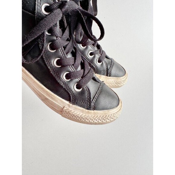 Kids' CONVERSE Chuck Taylor PC Black/Burnt Caramel Leather Boot Sneakers, Size 1 - Picture 4 of 16